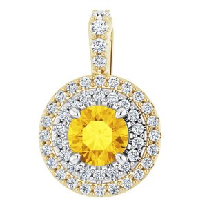 14K Yellow & White Sapphire & 1/4 CTW Diamond Pendant  
